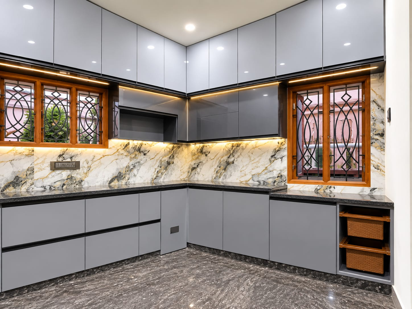 Grey modular kitchen