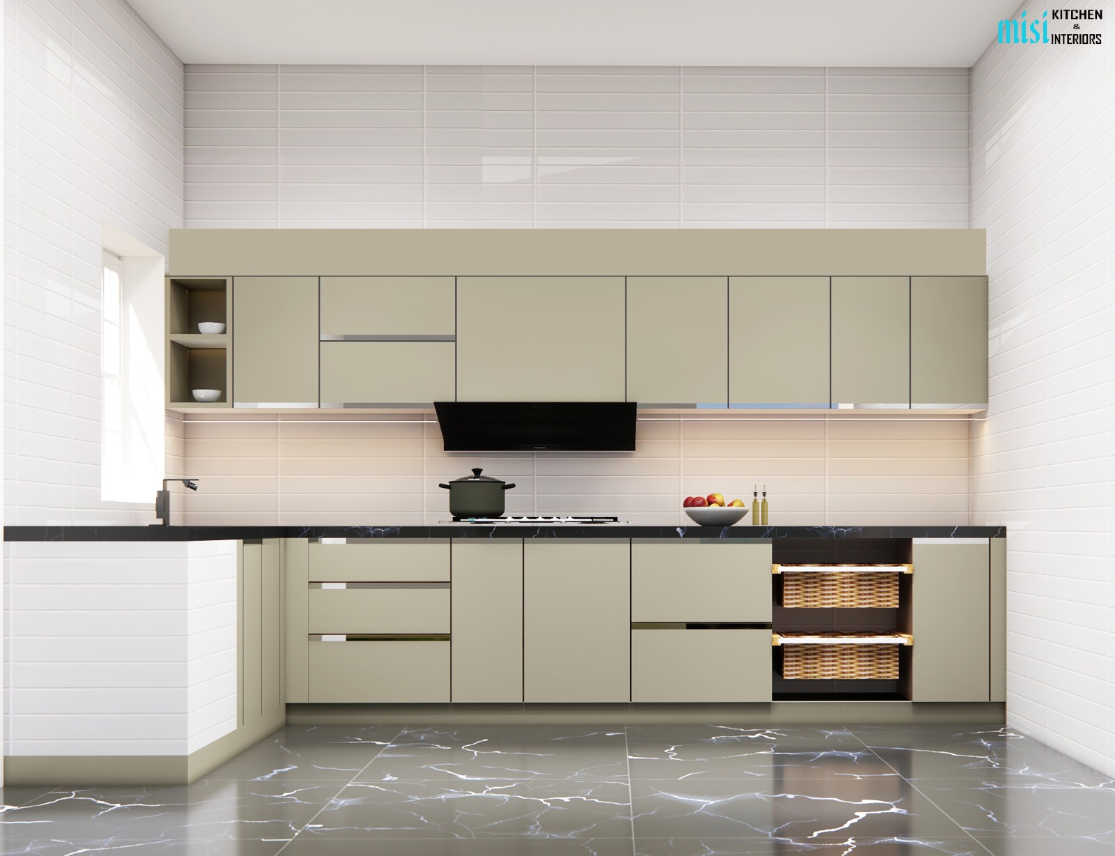 Ivory Linear Modular Kitchen