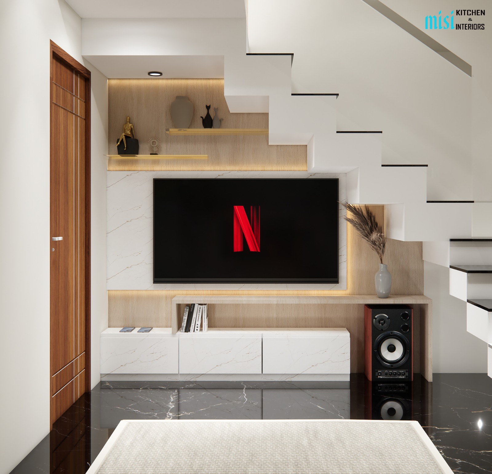 Under-Staircase TV Unit