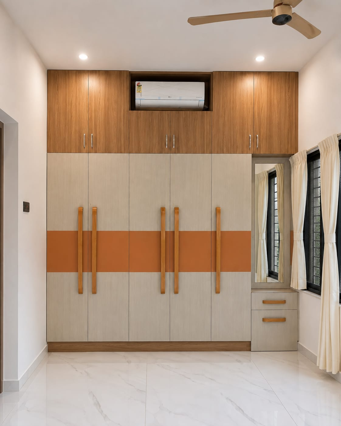 Two-Tone Loft Wardrobe with Mirror